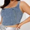 Blue denim corset top