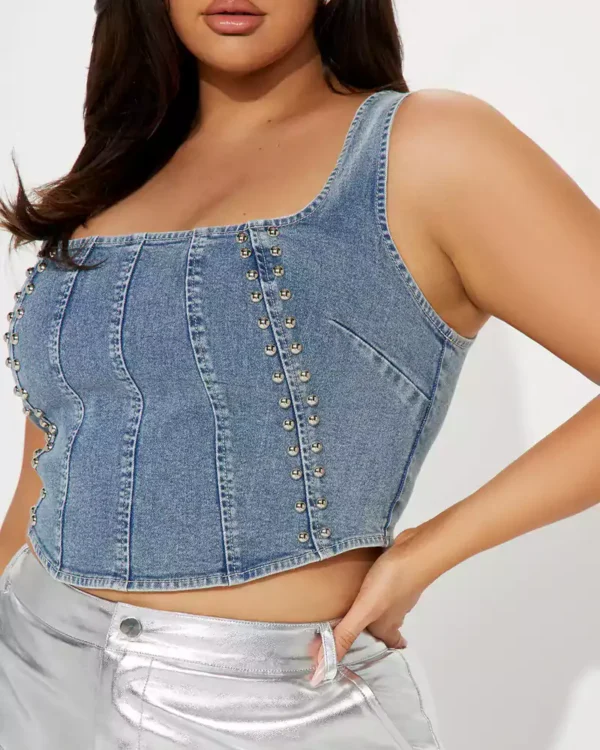 Blue denim corset top