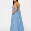 Denim halter maxi dress