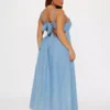 Denim halter maxi dress
