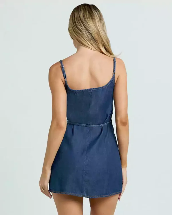 Denim halter mini dress
