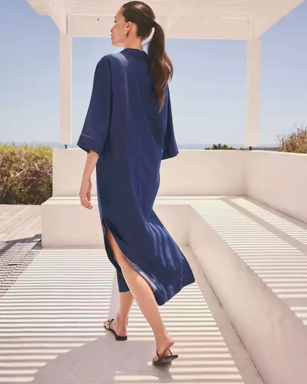 Denim long sleeve shirt dress