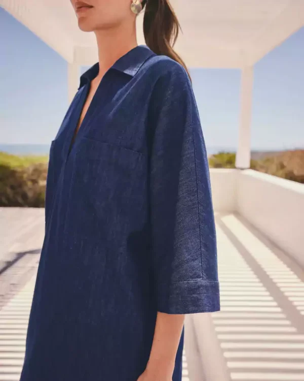 Denim long sleeve shirt dress