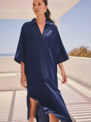 Denim long sleeve shirt dress