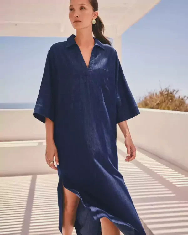 Denim long sleeve shirt dress