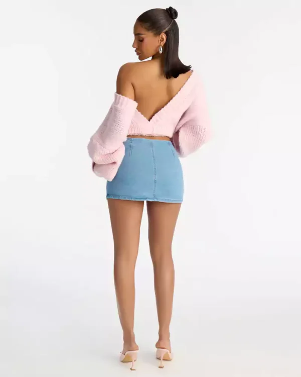 Denim mini skirt with stretch