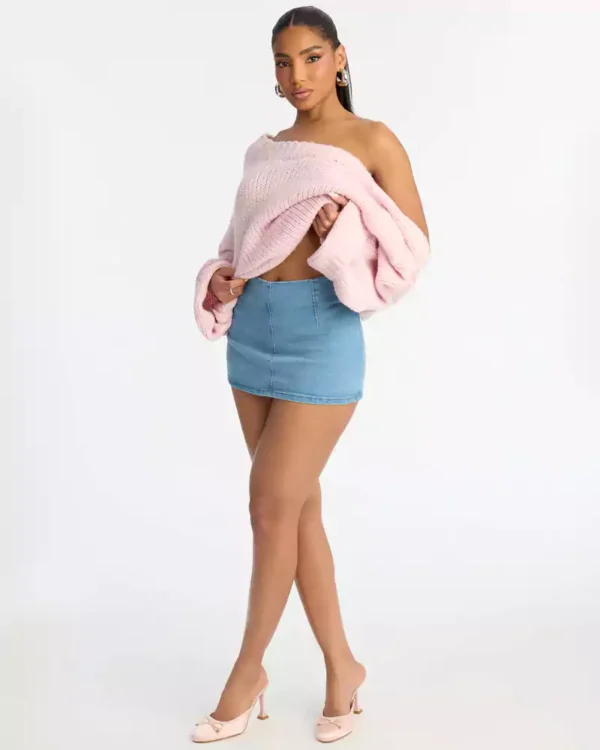 Denim mini skirt with stretch