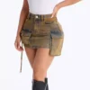 Denim cargo skirts