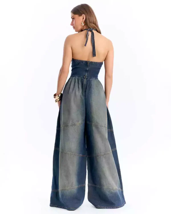 Denim plus size jumpsuit