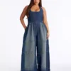 Denim plus size jumpsuit
