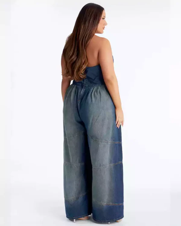 Denim plus size jumpsuit
