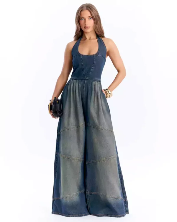 Denim plus size jumpsuit