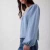 Denim puff sleeve top