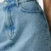 Denim shirt with rhinestones