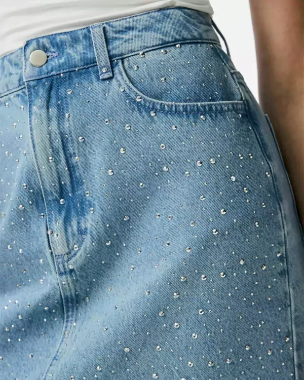 Denim shirt with rhinestones