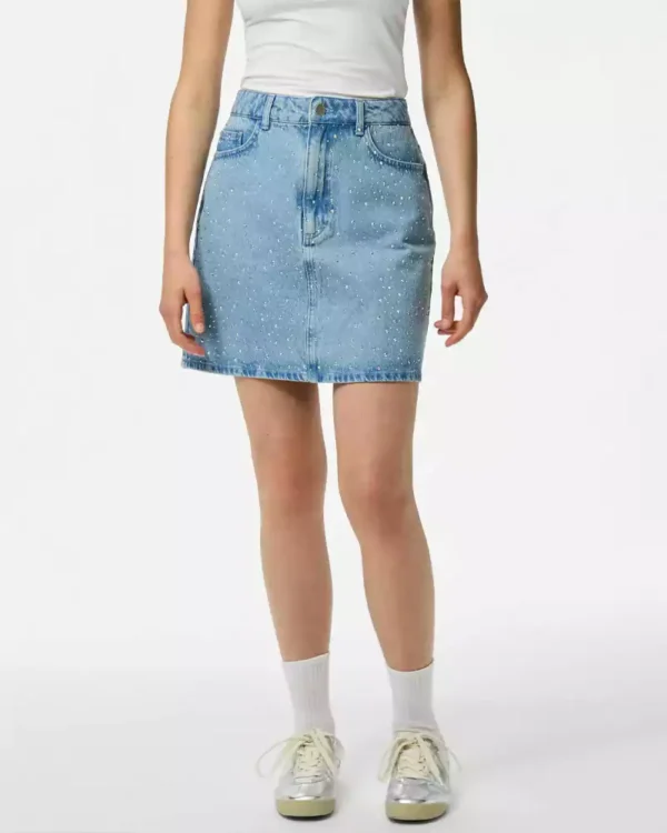 Denim shirt with rhinestones