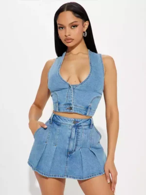Denim shorts set for women