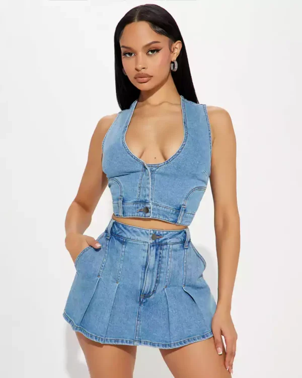 Denim shorts set for women