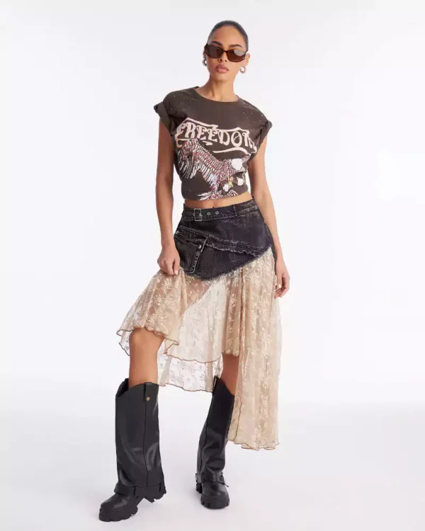 Denim skirt asymmetrical