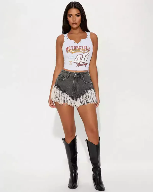 Designer denim shorts for women