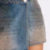 Frayed vintage washed denim shorts