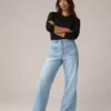 High waisted wide leg denim