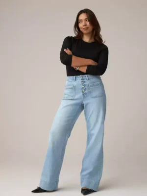 High waisted wide leg denim