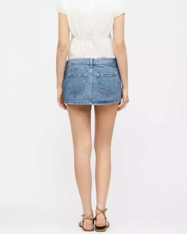 Light wash denim mini skort