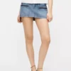 Light wash denim mini skort
