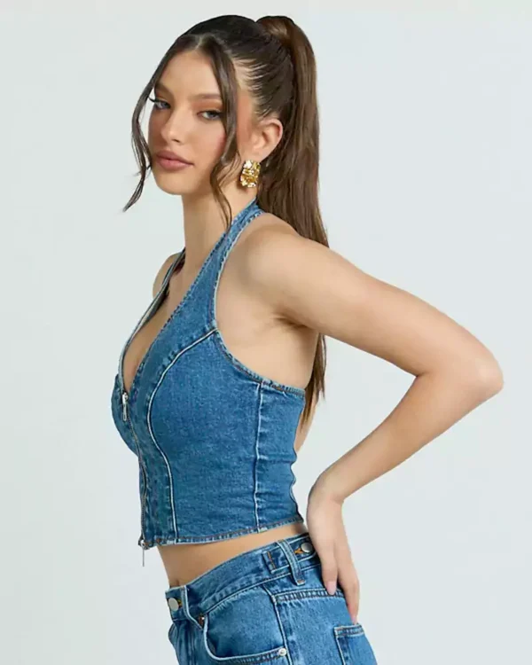 Off shoulder denim top