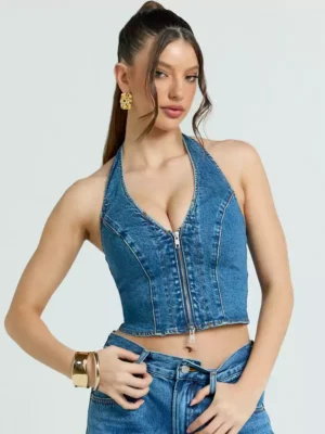 Off shoulder denim top