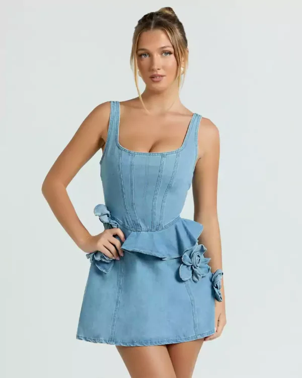 Overall denim mini dress
