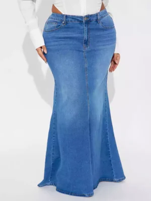 Petite maxi skirt denim