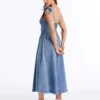 Pleated denim dress