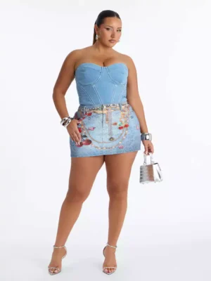 Short mini skirt denim