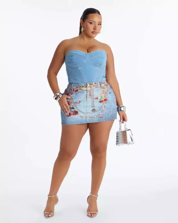Short mini skirt denim