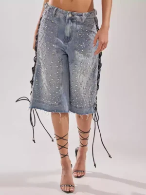 Streetwear denim shorts