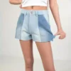 Two tone denim shorts