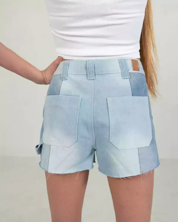 Two tone denim shorts