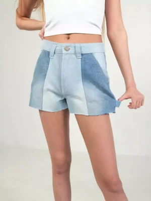 Two tone denim shorts