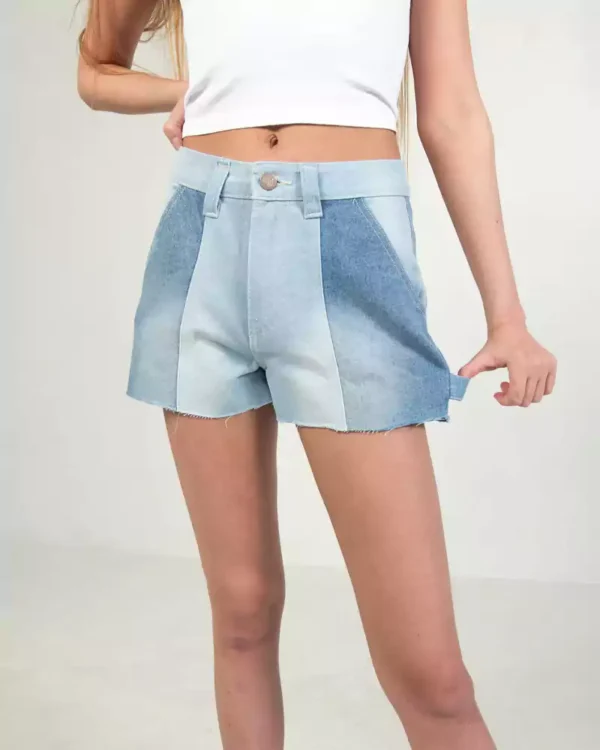 Two tone denim shorts