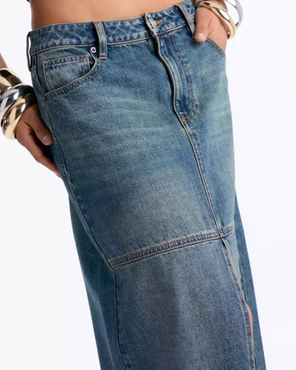 Vintage wash denim skirt