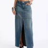 Vintage wash denim skirt