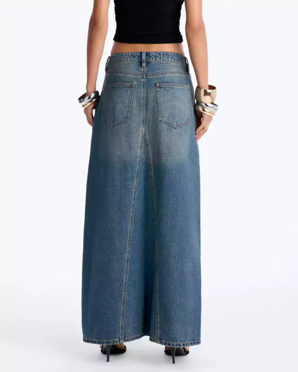 Vintage wash denim skirt
