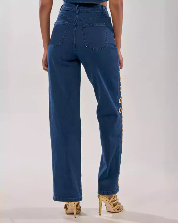 Wide leg denim jeans for women