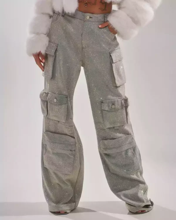 Women cargo denim jeans