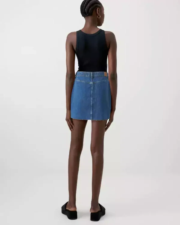 A line mini denim skirt