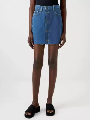 A line mini denim skirt