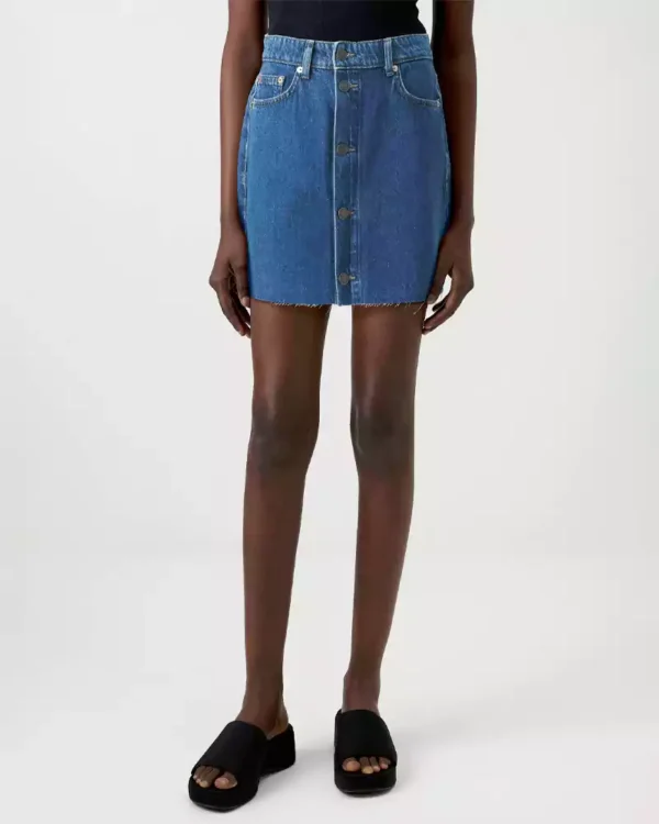 A line mini denim skirt