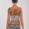 Asymmetric denim top